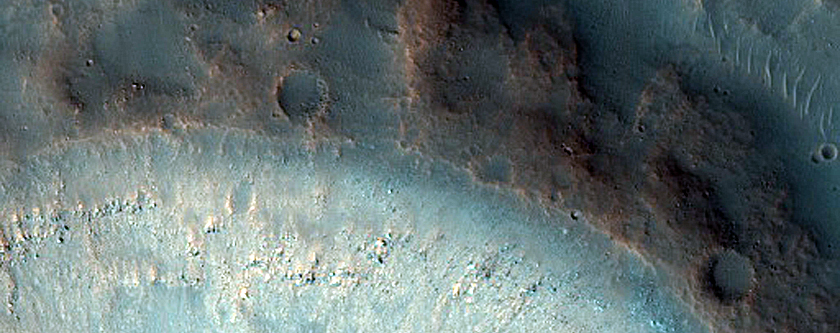 Mass Wasting Features on Crater Wall