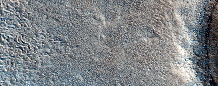 Layered Structure in Crater in Tempe Terra
