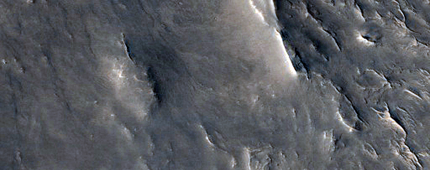 Layers along Tops of Craters Northwest of Antoniadi Crater