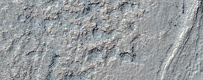 Sinuous Ridges in Crater Southeast of Hellas Planitia