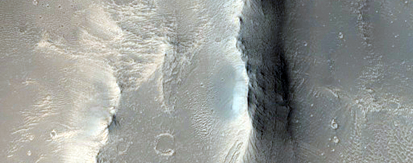 Elongated Crater in Phlegra Montes