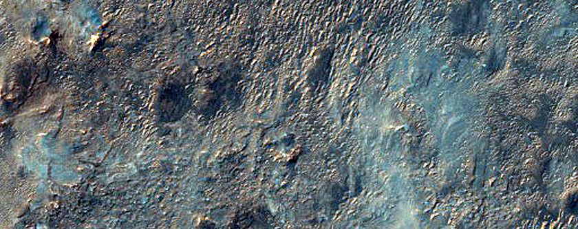 Bedrock Exposures in Holden Crater Rim