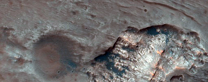 Central Peak Pit of 26-Kilometer Diameter Crater in Terra Cimmeria
