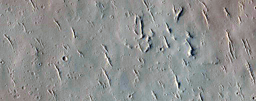 Chain of Pits between Ceraunius Fossae and Ascraeus Mons