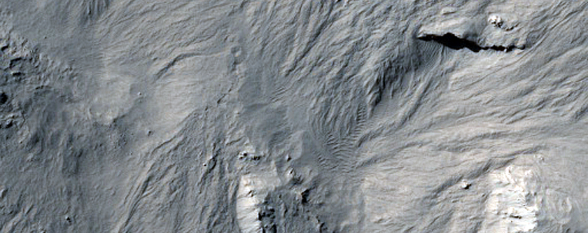 Flow Features inside Eastern Floor of Crater South of Burton Crater
