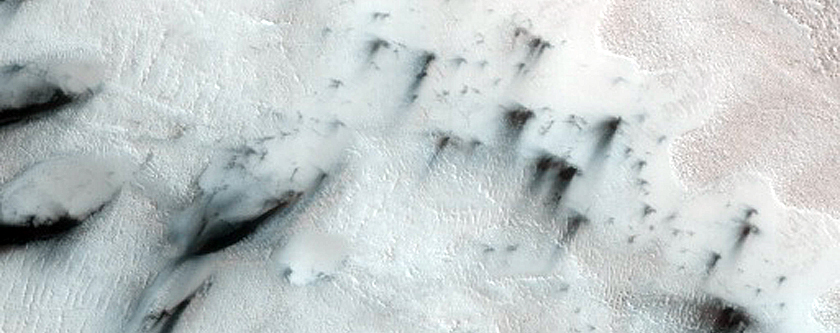 Survey of Dune-Ice Interactions near Olympia Undae
