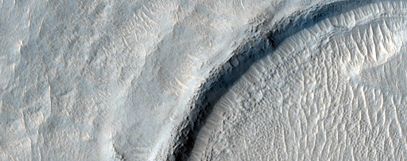 Layered Features near Mounds in Northern Mid-Latitudes