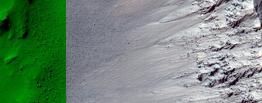 Slope Monitoring of 3-Kilometer Impact Crater in Terra Sabaea