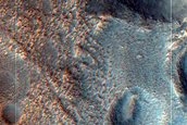 Layered Mesa in Crater West of Semeykin Crater
