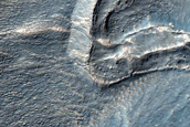 Gully Interactions with Small Craters on Wall of Larger Crater
