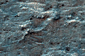 Crater Ejecta and Spectral Unit at Crater in Tyrrhena Terra