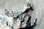 Monitor Gullies on Equator-Facing Slope in Asimov Crater