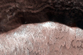 Lobate Features on Crater Wall