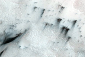 Survey of Dune-Ice Interactions near Olympia Undae