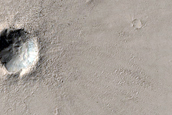 Fresh Impact Crater with Dark Ejecta Pattern near Schroeter Crater