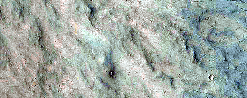 Fan-Shaped Feature at Valley Terminus in a Crater in Antoniadi Crater