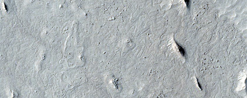 Sinuous Ridge Emergent from beneath Crater Ejecta