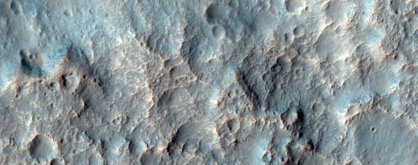 Banding on Wall of Crater North of Martz Crater