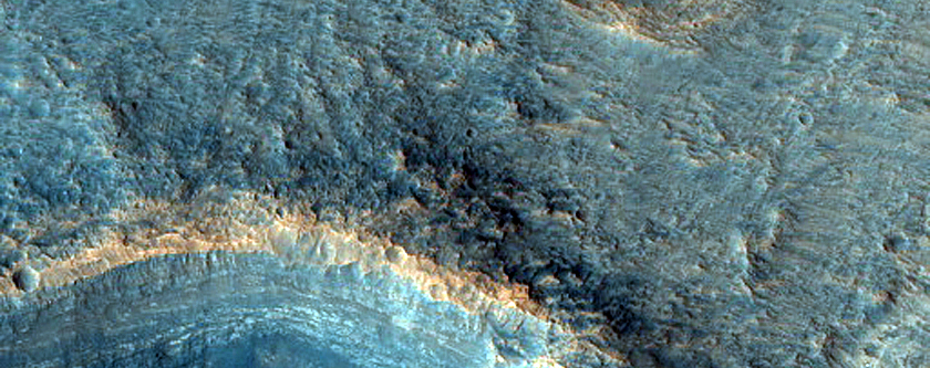 Exposed Crater Rim Deposits near Oxia Planum