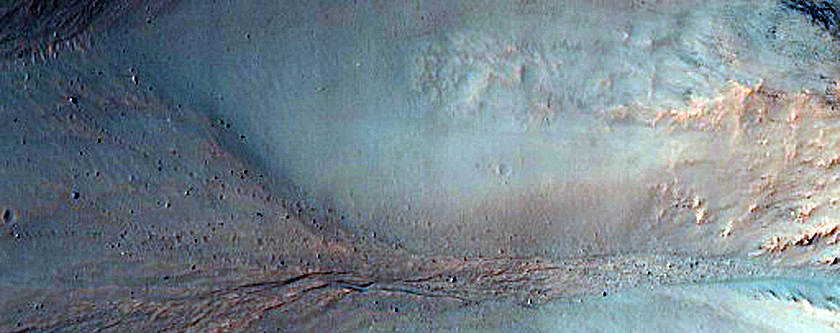 Rimless Crater with Gullies