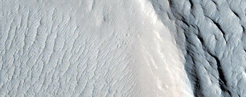 Intersection of Aeolis Serpens with Crater Rim