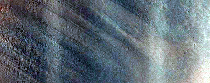 Small Dark Dune Field in Crater West of Jezero Crater