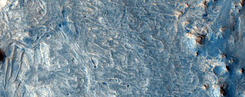 Layered Sediments Filling Crater near Meridiani Planum