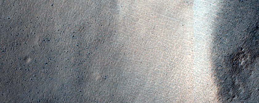 Arcuate Ridges at Base of Wall of Barnard Crater
