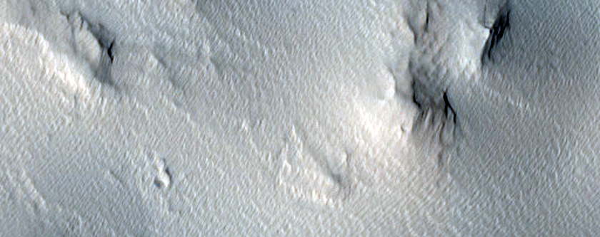 Albedo Features in Deposits West of Pavonis Mons