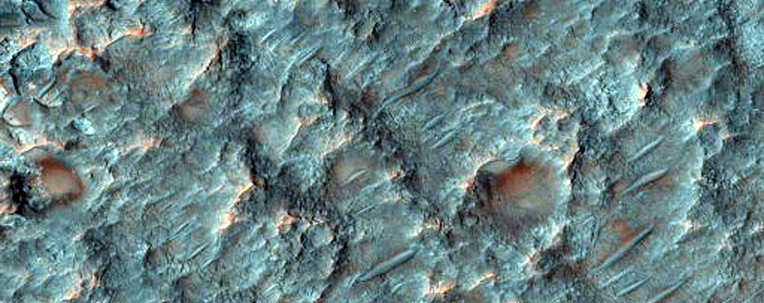 Bedrock in Source Region of Alluvial Fan in Harris Crater