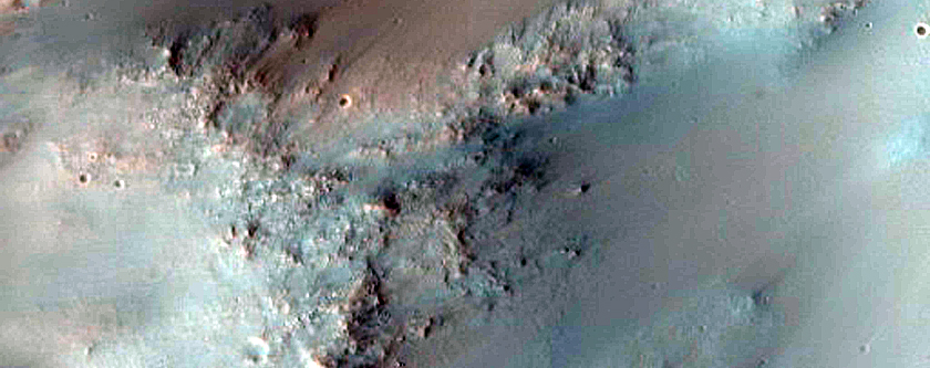 Mass Wasting of Crater Wall in Tyrrhena Terra