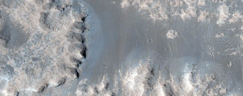 Contact between Distal Arsia Mons Lavas and Noctis Labyrinthus Grabens