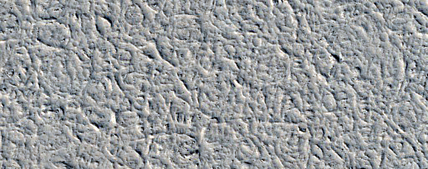 Mound Interacting with Lava Flow in Marte Vallis