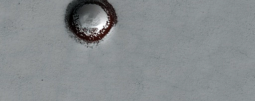 Potential South Polar Layered Deposits Crater with Flat Floor