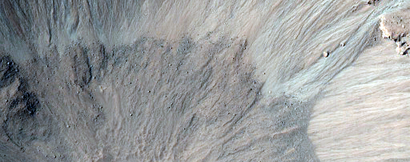 Monitor Slopes of Fresh 2-Kilometer Impact Crater