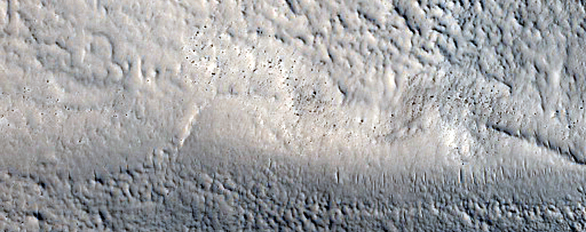 Layers along Mounds and in Crater in Northern Mid-Latitudes