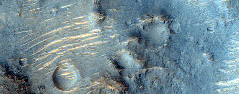 Layers in Crater in Libya Montes