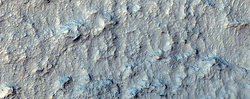 Mass Movement Features on Crater Wall in Terra Cimmeria