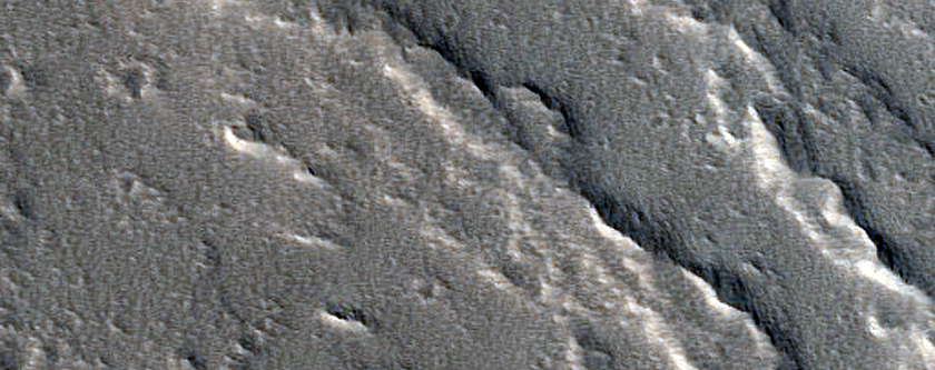 Lava Flows on Southeast Flank of Olympus Mons