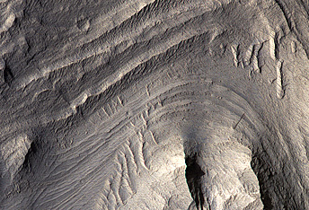 Geschichtete Sedimente im Valles Marineris
