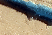 Possible Rock Falls on Steep Slopes in Cerberus Fossae