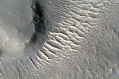 Layers in Crater Depression near Auqakuh Vallis