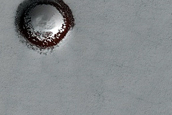 Potential South Polar Layered Deposits Crater with Flat Floor