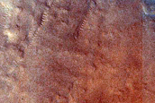 Ridges and Troughs along Wall of Crater in Northwest Arena Colles