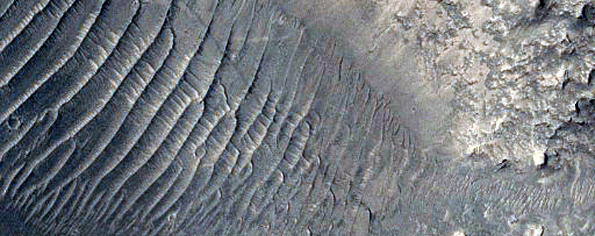 Possible Bedrock Exposed in Central Uplift in Terra Cimmeria