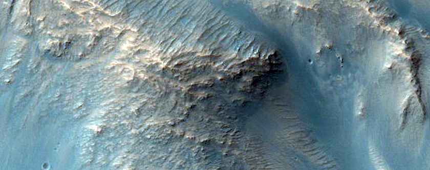 Channel on Eroded Crater Wall Northwest of Hadriaca Patera