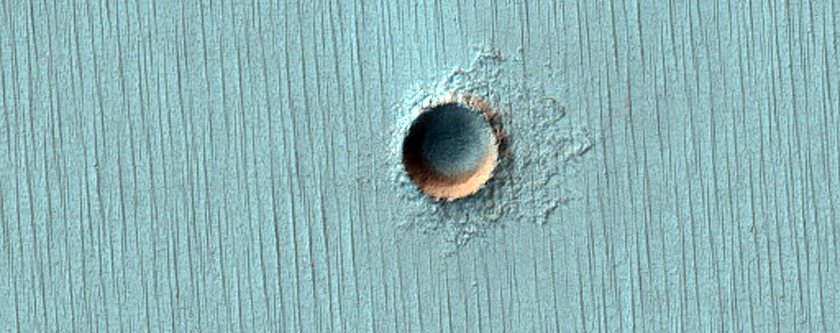 Possible Crater in South Polar Layered Deposits