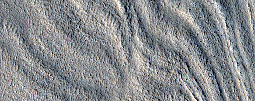 Surface Bands on Lobate Debris Apron with High Sinuosity