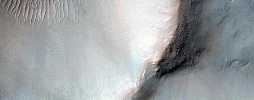 Channel and Crater in Southern Mid-Latitudes