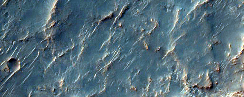 Exposed Material on Crater Wall in MOC Image E1201482